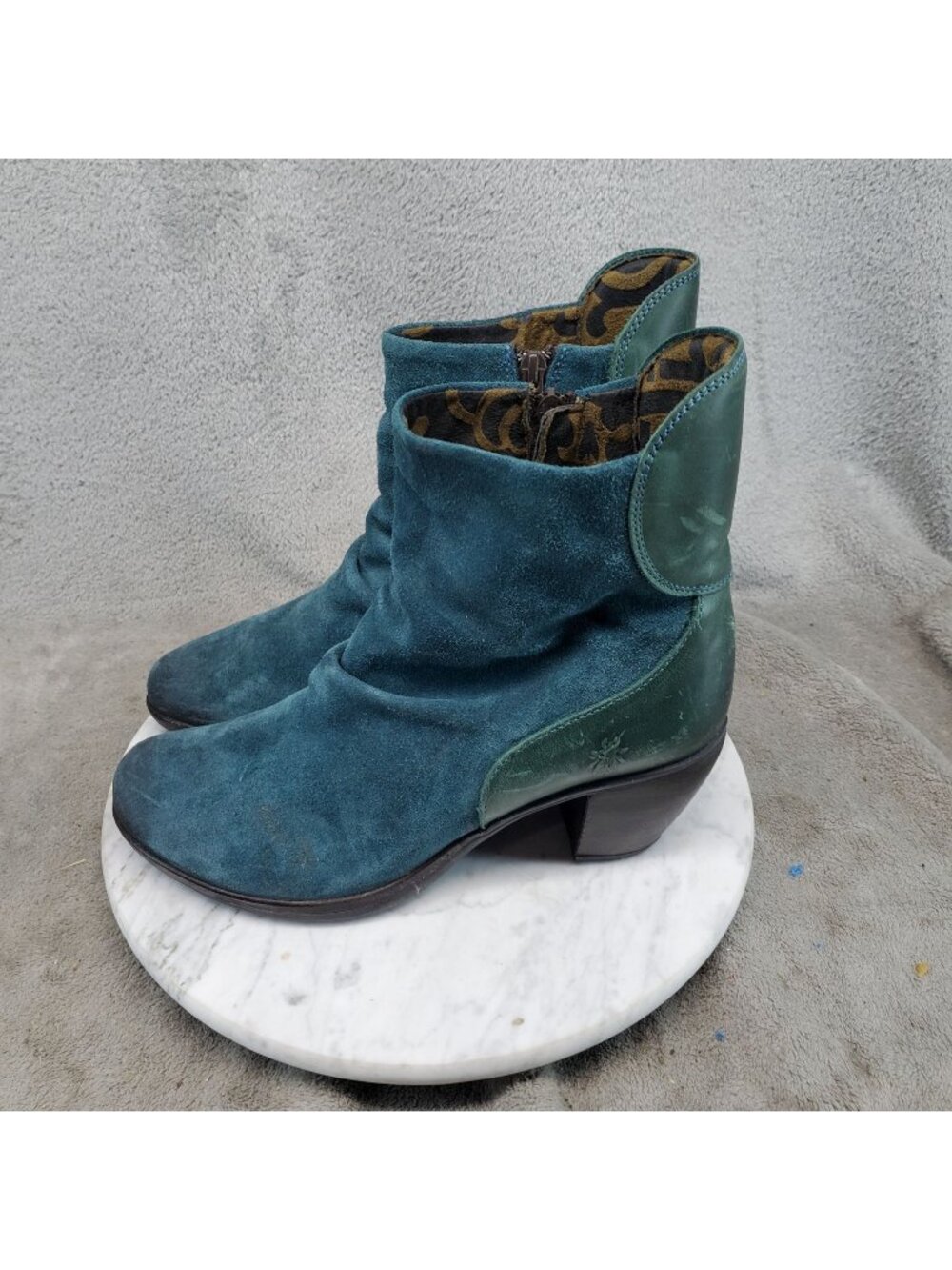 Fly London Shoes Womens Size EU 40 US 9-9.5 Hota Teal Leather Ankle Boots *Read*